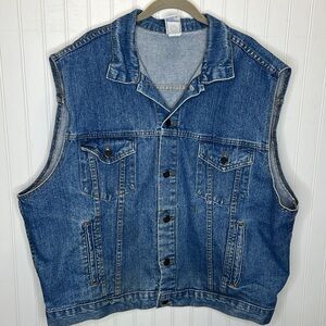 Vintage Tyca Denim Embossed Vest Size 2XL